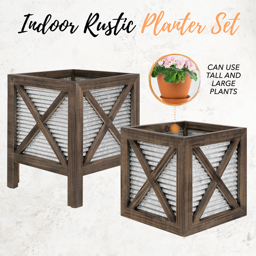 long planter box indoor Farmhouse Indoor Planter Set