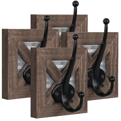 2 or 4 Piece Barn Door Rustic Wall Hooks