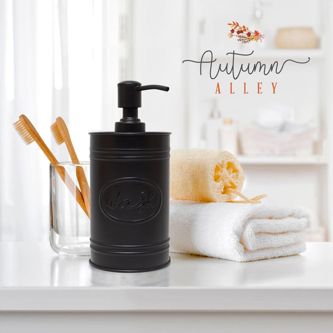 Matte Black Metal Soap Dispenser - Farmhouse Bathroom Accessories