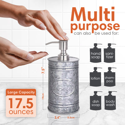 Galvanized Soap Dispenser 17.5 oz