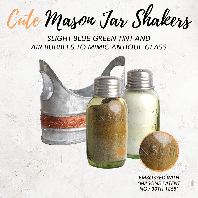 Mason Jar Salt and Pepper Shaker Set and Caddy