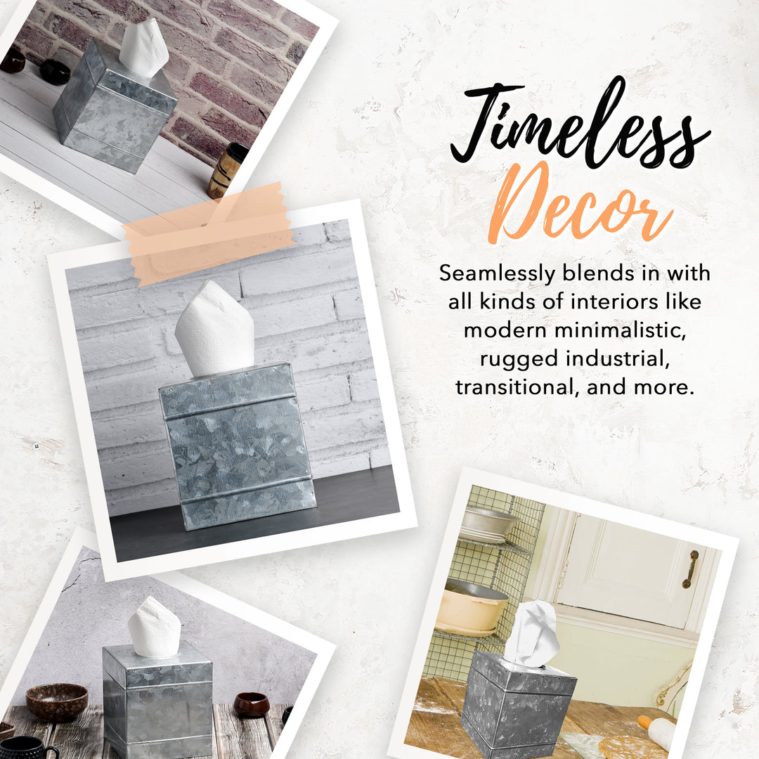 Galvanized Metal Square Tissue Box