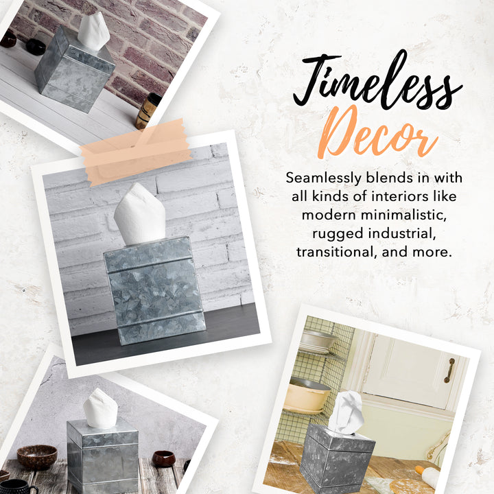 Galvanized Metal Square Tissue Box