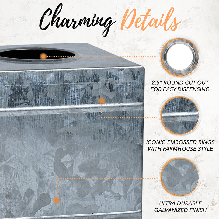 Galvanized Metal Square Tissue Box