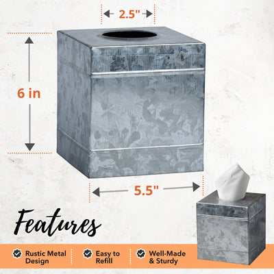 Galvanized Metal Square Tissue Box
