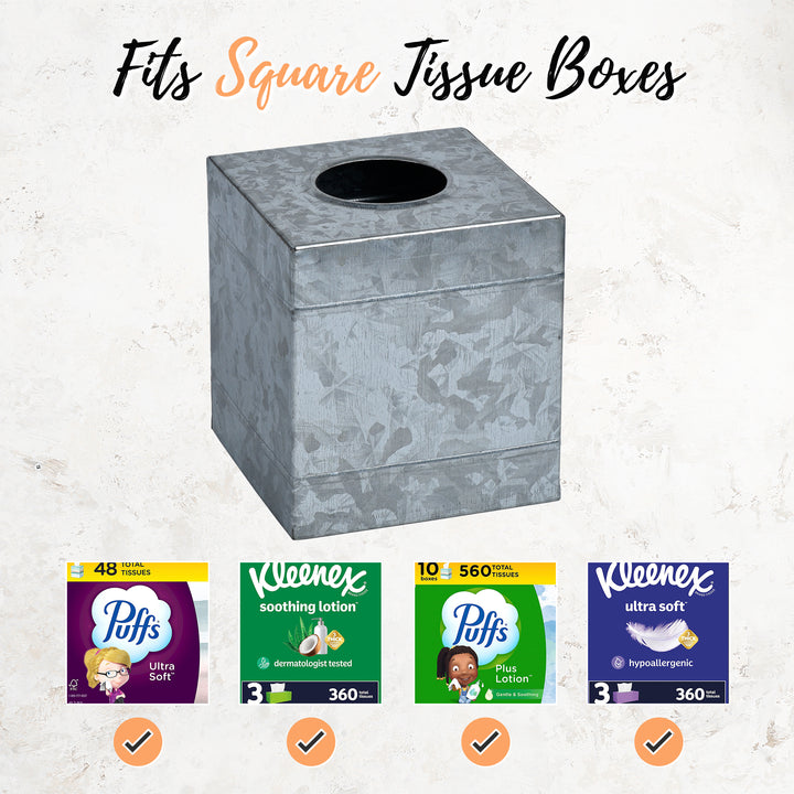 Galvanized Metal Square Tissue Box