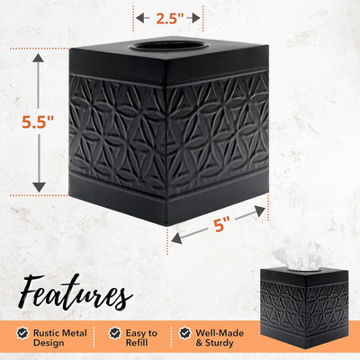 Jamie Line Black Metal Square Tissue Box