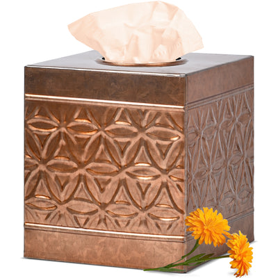 Jamie Line Copper Metal Square Tissue Box