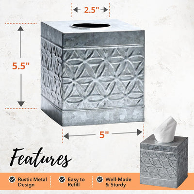 Jamie Line Galvanized Metal Square Tissue Box