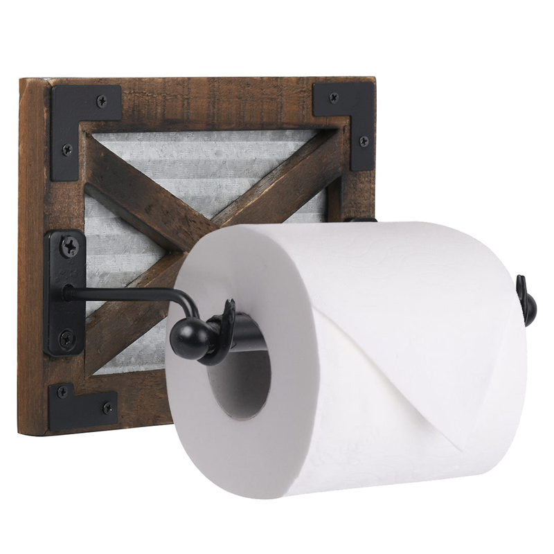 Galvanized Barn Door Toilet Paper Holder with Brackets