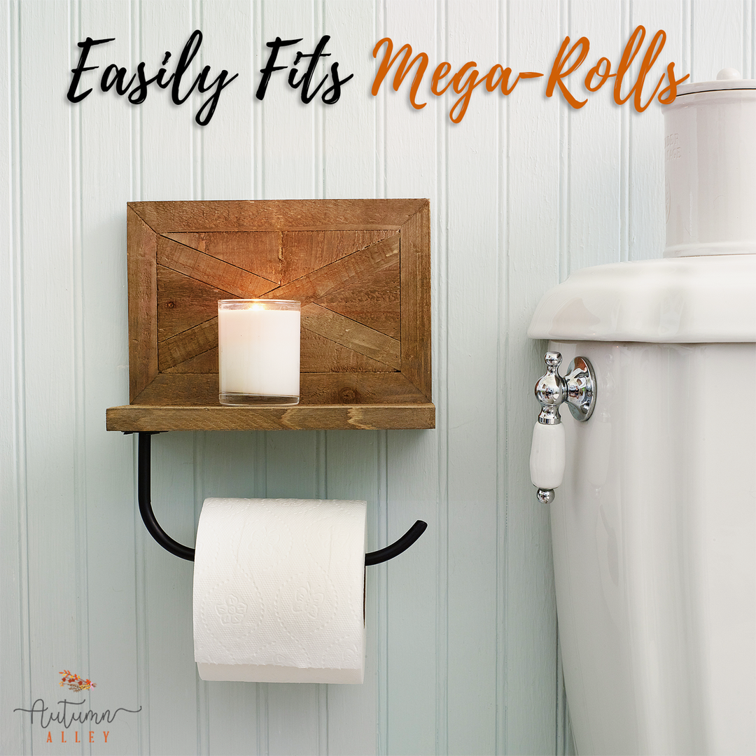 Wooden Barn Door Shelf Toilet Paper Holder