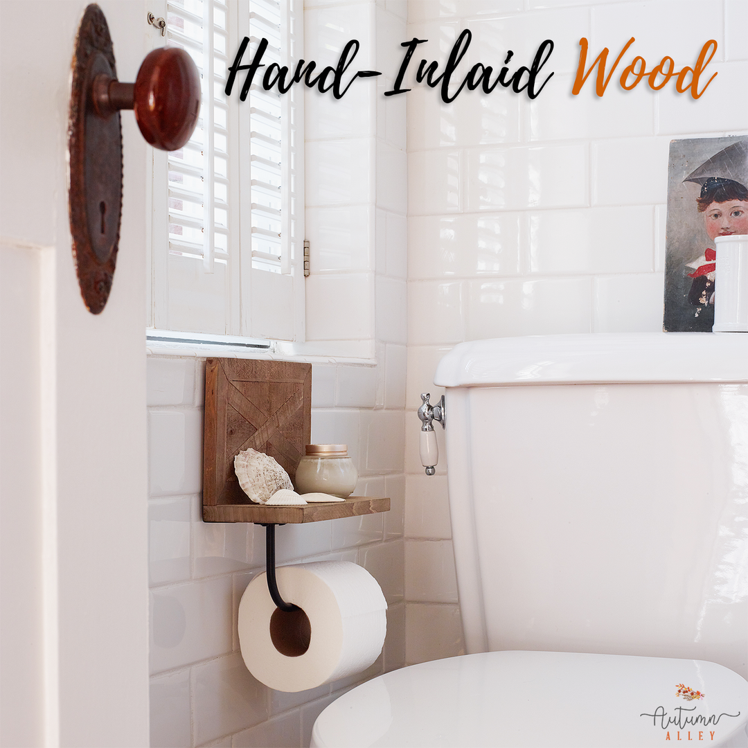 Wooden Barn Door Shelf Toilet Paper Holder