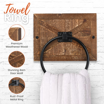 Barn Wood Toilet Paper Holder & Towel Ring Set