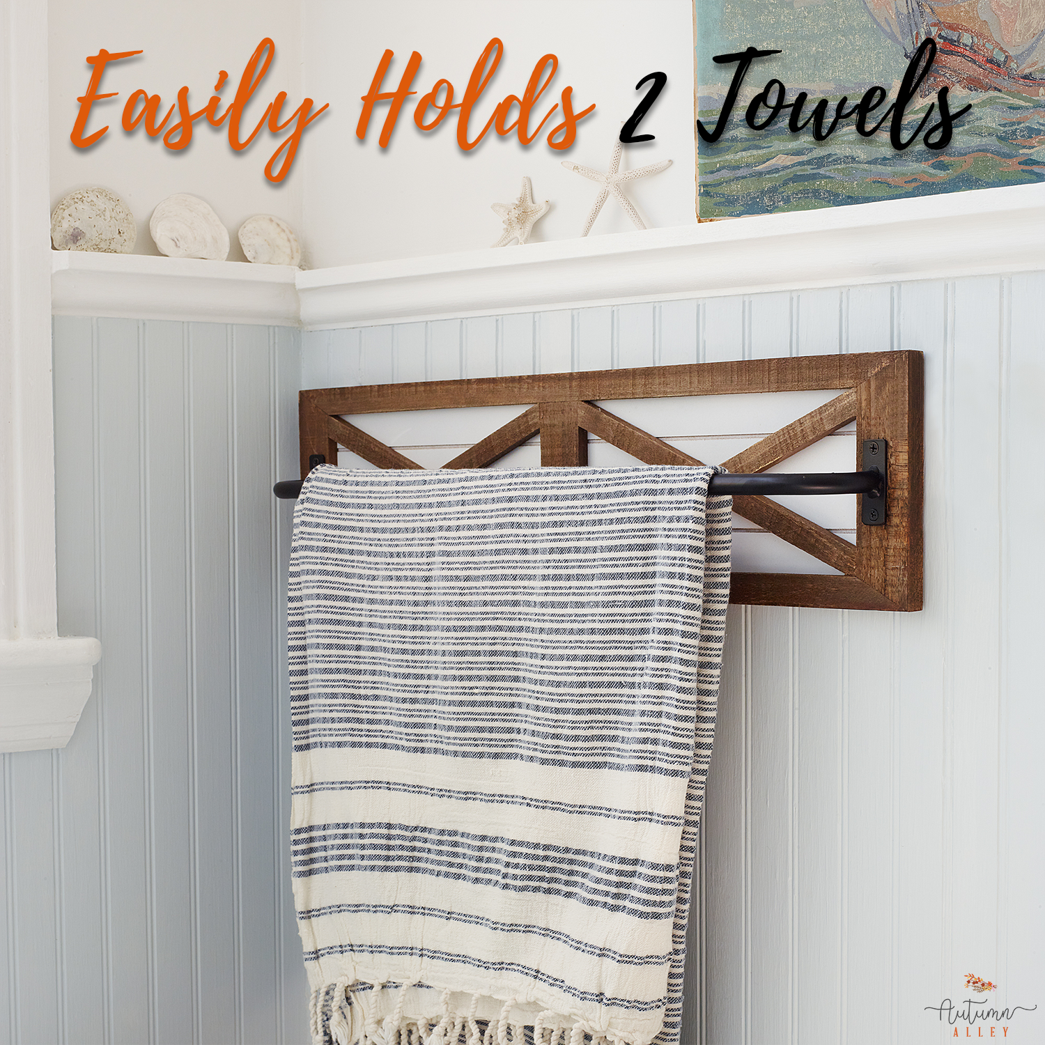 Hampton Style Towl Rack Farmhouse Shiplap Towel Rack - Rustic Bathroom Wall Decor – Autumn Alley