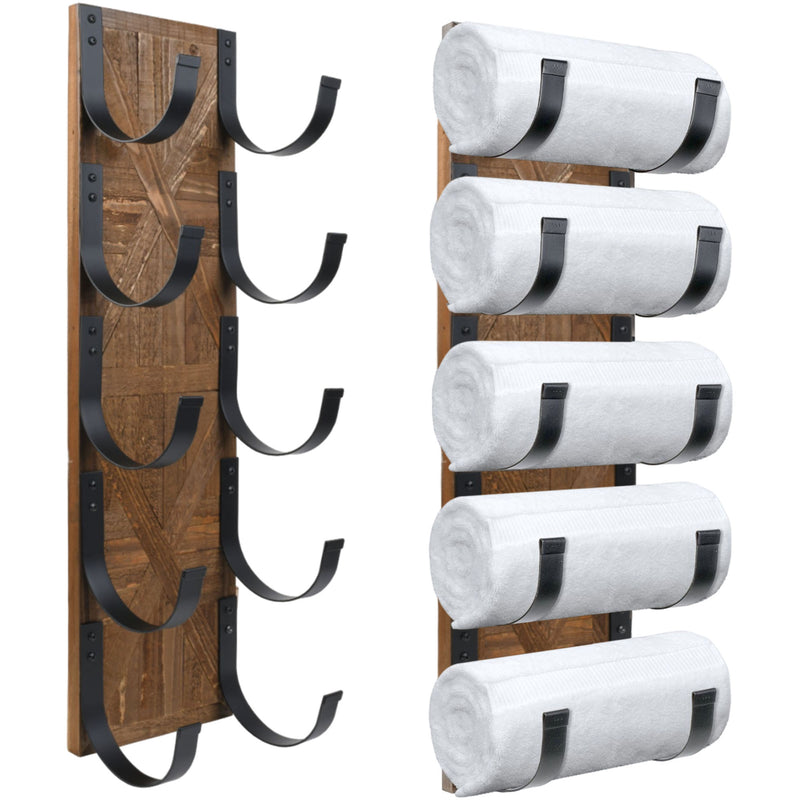 Wooden Barn Wood Vertical Towel Rack Rustic Farmhouse Bathroom