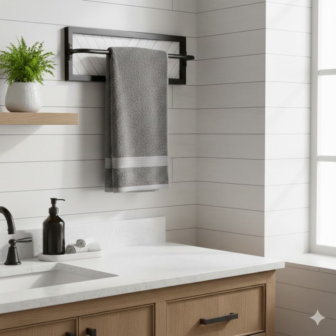 Shiplap Horizontal Herringbone Towel Rack - Farmhouse Bathroom Decor ...