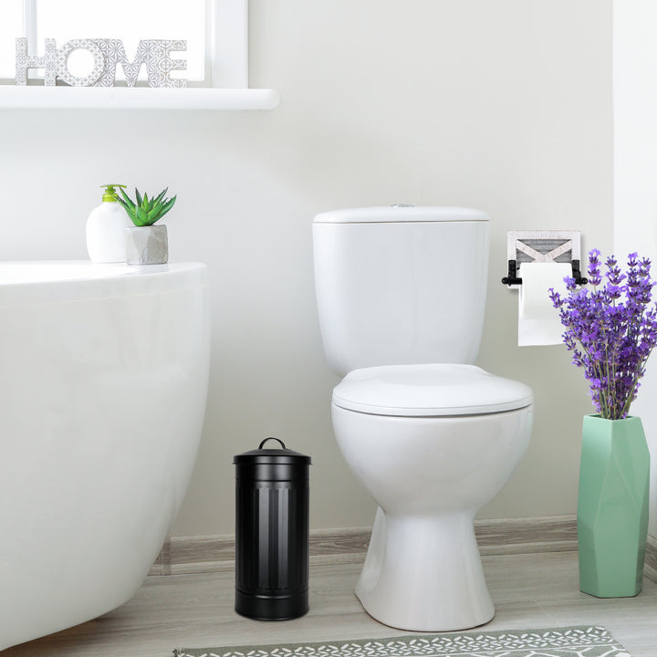 Black Vertical Extra Toilet Roll Canister
