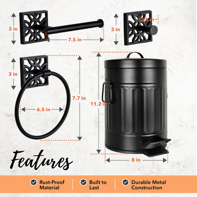 5 Piece Matte Black Bathroom Set