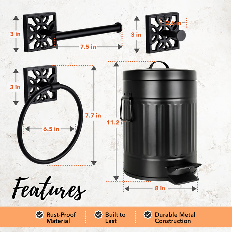 5 Piece Matte Black Bathroom Set