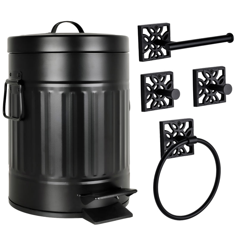 5 Piece Matte Black Bathroom Set