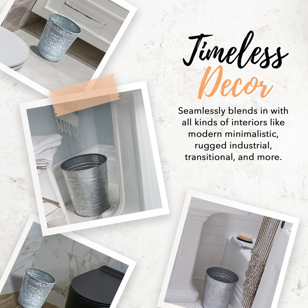 Jamie Line Galvanized Trash Can