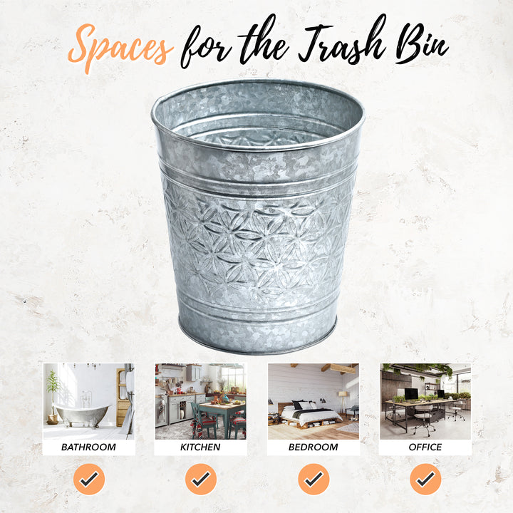Jamie Line Galvanized Trash Can