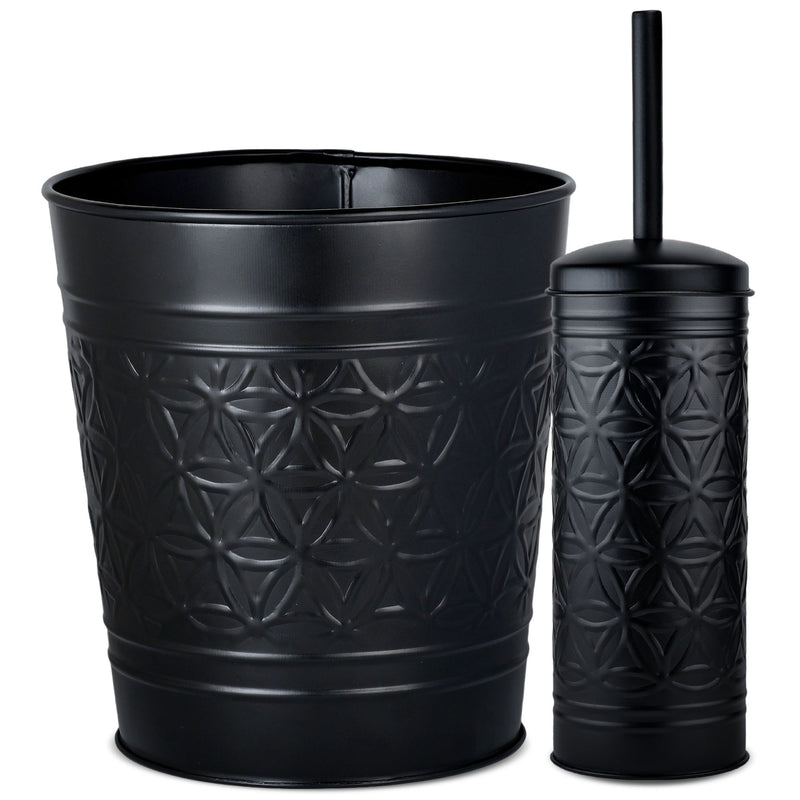 Jamie Collection Matte Black Trash Can & Toilet Brush Set