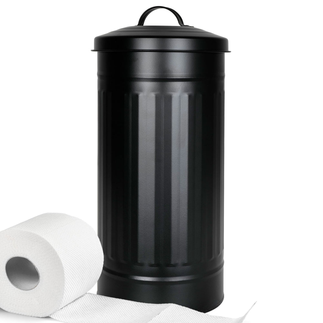 Black Vertical Extra Toilet Roll Canister