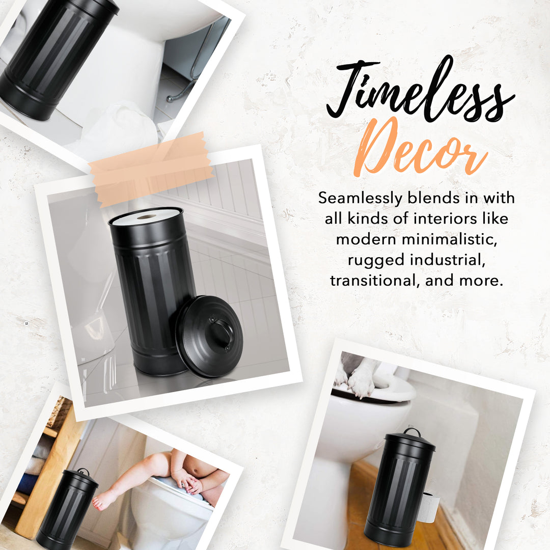 Black Vertical Extra Toilet Roll Canister