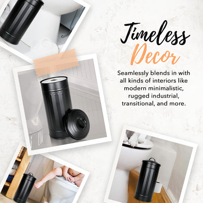 Black Vertical Extra Toilet Roll Canister