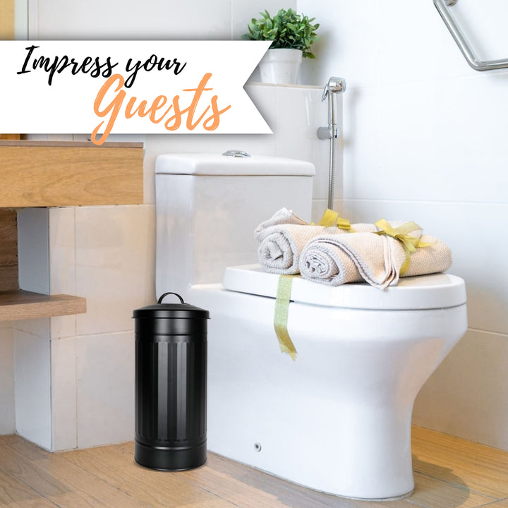 Black Vertical Extra Toilet Roll Canister