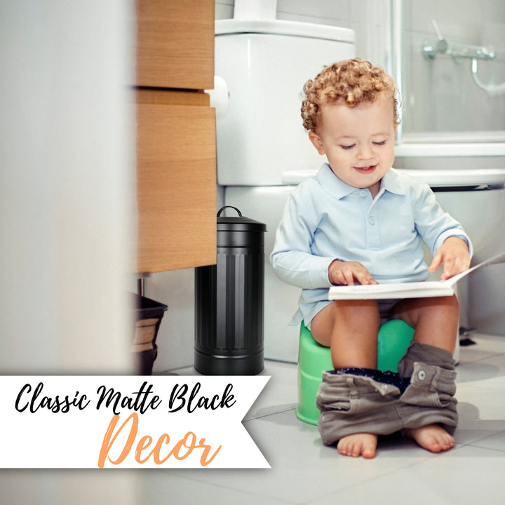 Black Vertical Extra Toilet Roll Canister