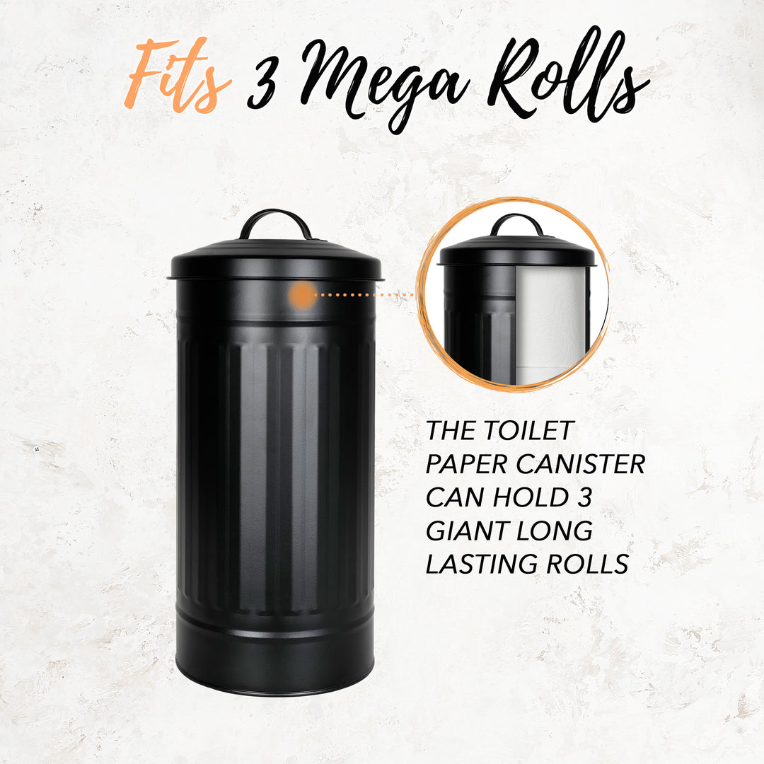Black Vertical Extra Toilet Roll Canister
