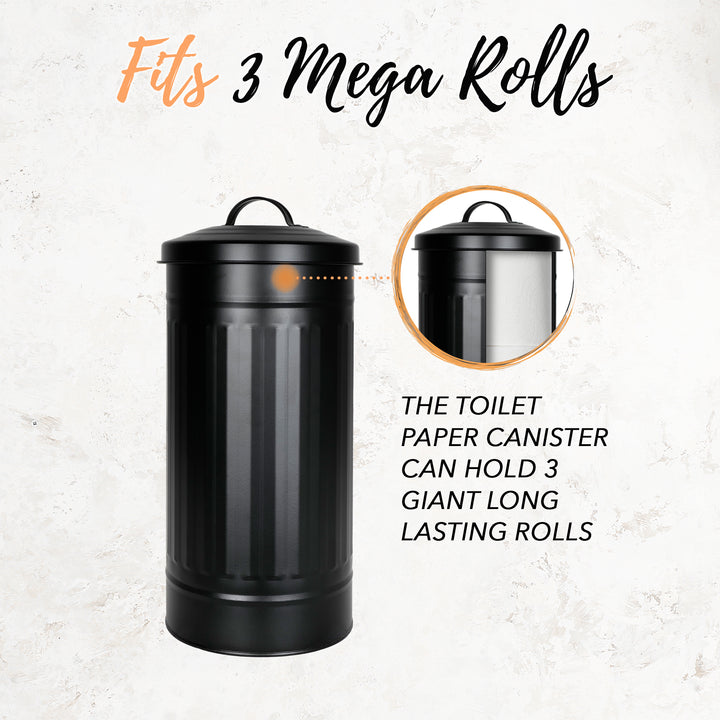 Black Vertical Extra Toilet Roll Canister