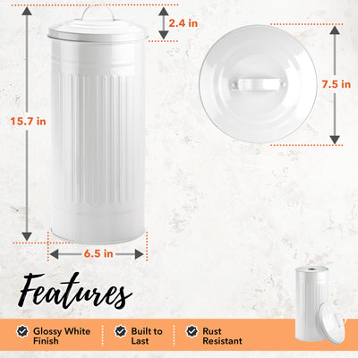 White Vertical Extra Toilet Roll Canister