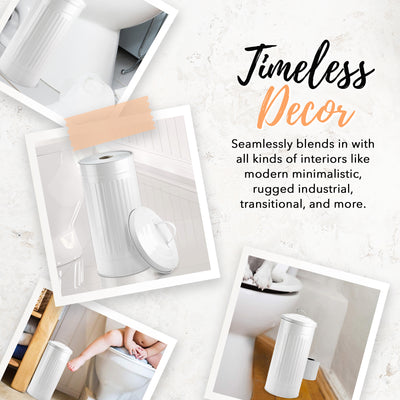 White Vertical Extra Toilet Roll Canister