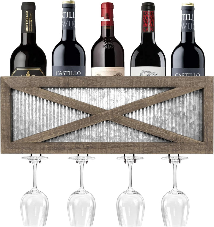 Barn Door Wine Rack with Glass Storage