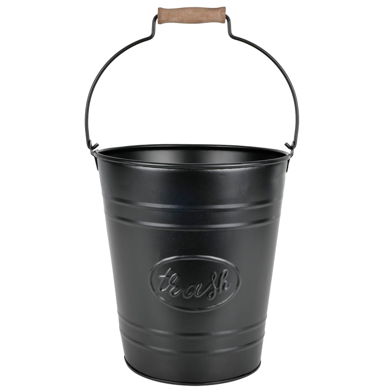 Rustic Garbage Pail Black Metal Label Line Trash Pail - 2 Gallon Farmhouse Waste Bin ...