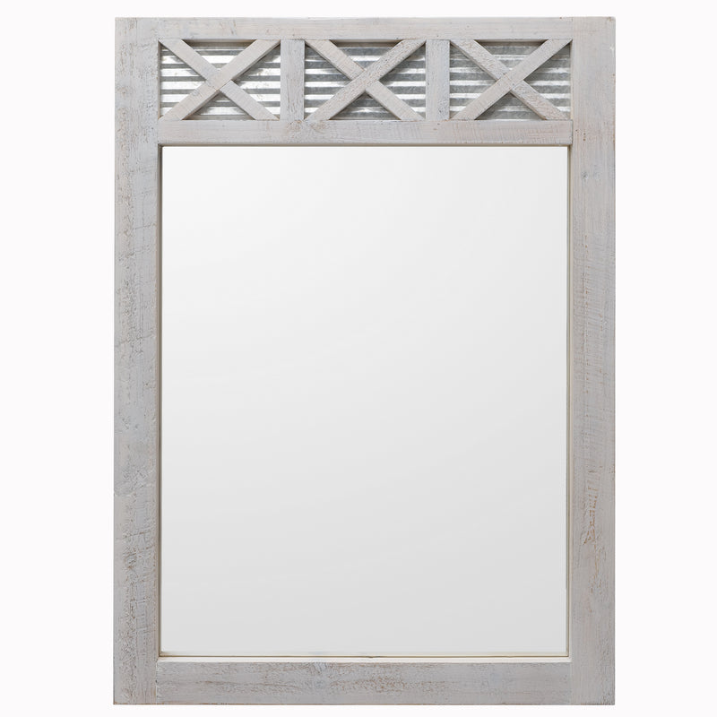 Small White Barn Door Mirror, 20" x 28"