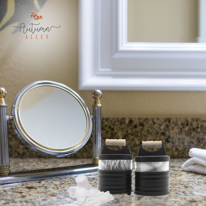 Black Metal Apothecary Jars w/ Wooden Handles