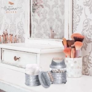 Galvanized Metal Apothecary Jars w/ Wooden Handles