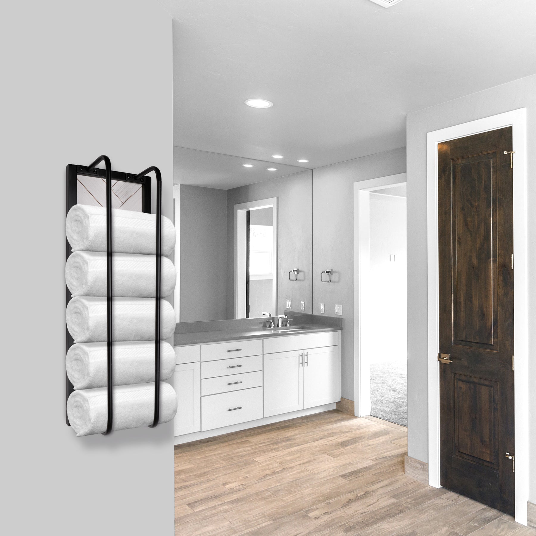 Shiplap Vertical Wall Mounted Towel Rack - Farmhouse Bathroom Decor ...