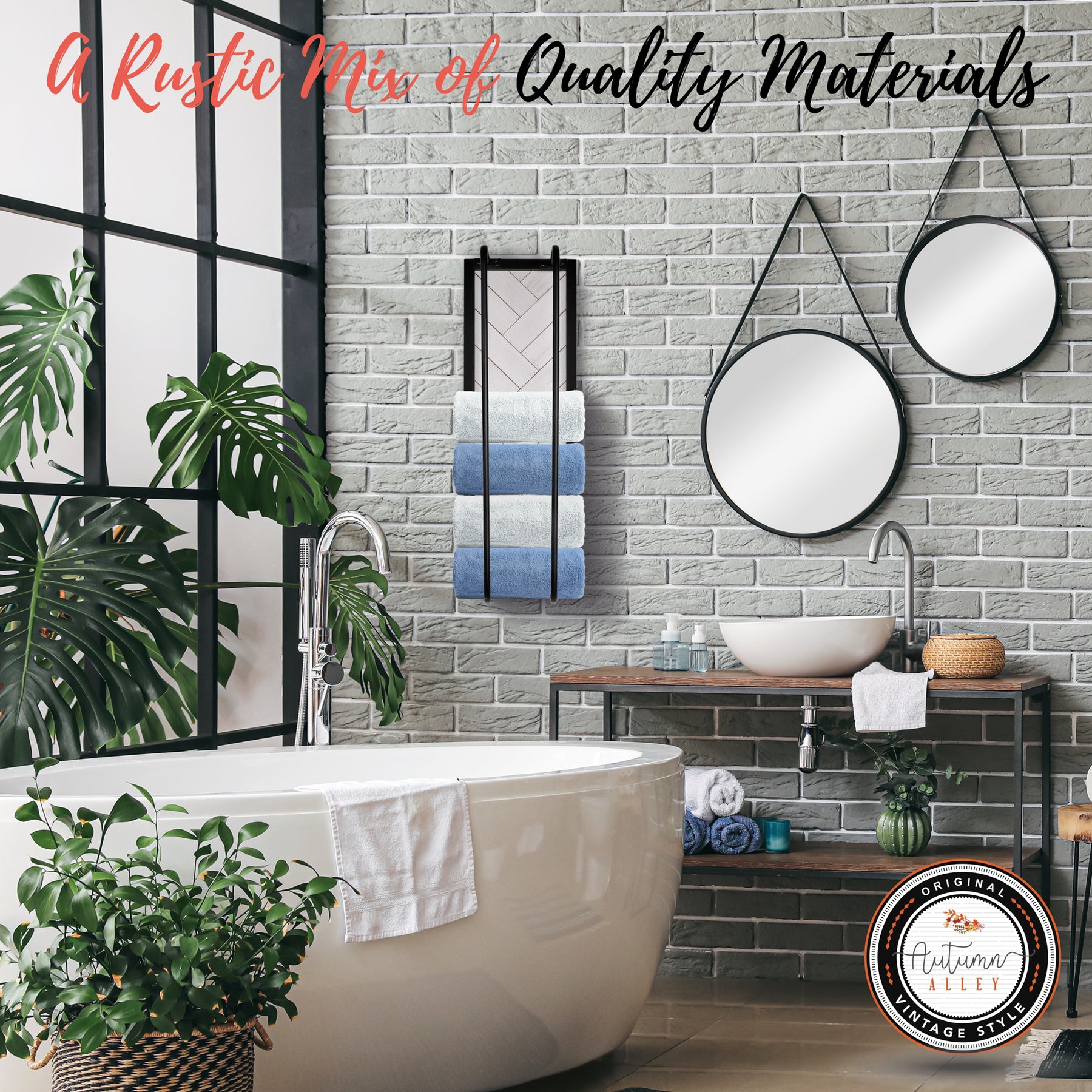 Shiplap Vertical Wall Mounted Towel Rack - Farmhouse Bathroom Decor ...