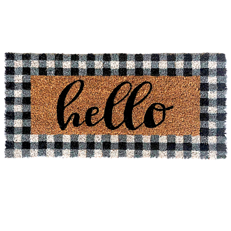 Rubber & Coir Welcome Mat with Hello Replaceable Insert