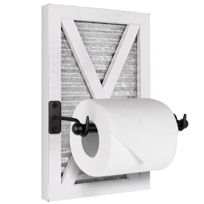 White Barn Door Toilet Paper Holder