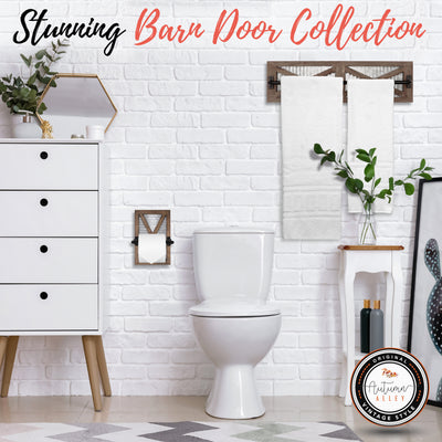 'Stunning Barn Door Collection' Autumn Alley Large Barn Door Toilet Paper and Towel Holder in White Modern Bathroom