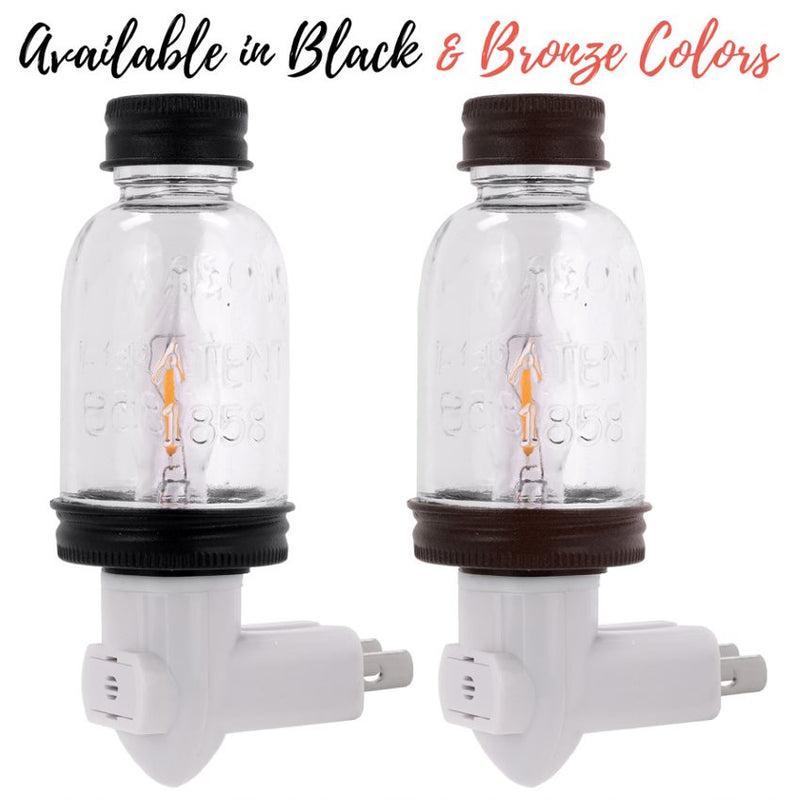 Black Mini Mason Jar Night Light