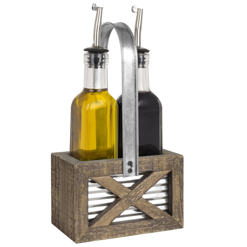 Barn Door Oil & Vinegar Set with Caddy