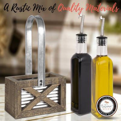 Barn Door Oil & Vinegar Set with Caddy