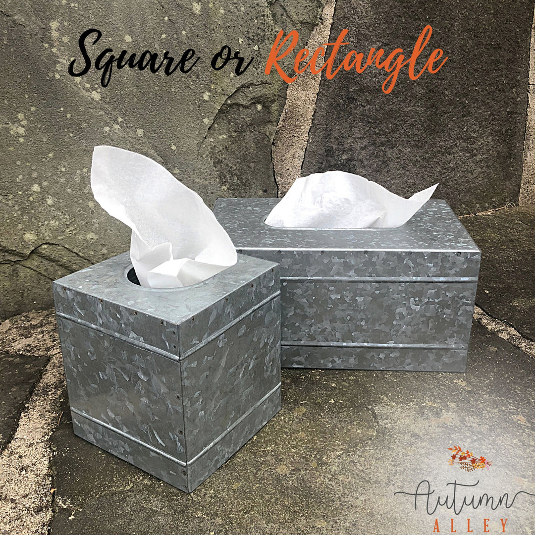 Galvanized Metal Square Tissue Box